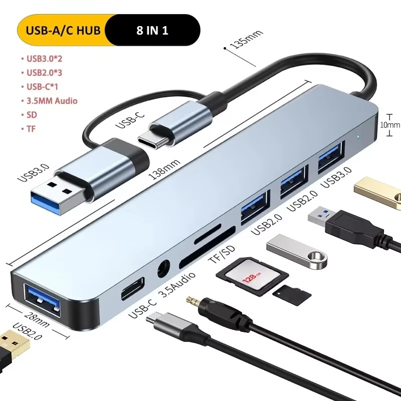 Type C Hub USB Splitter 8 In 1 - Multi Port Usb Hub recension och pris