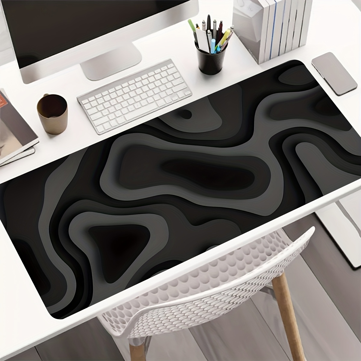 Black Gray Swirl Design Large  - Office Desk Tech Accessories recension och pris