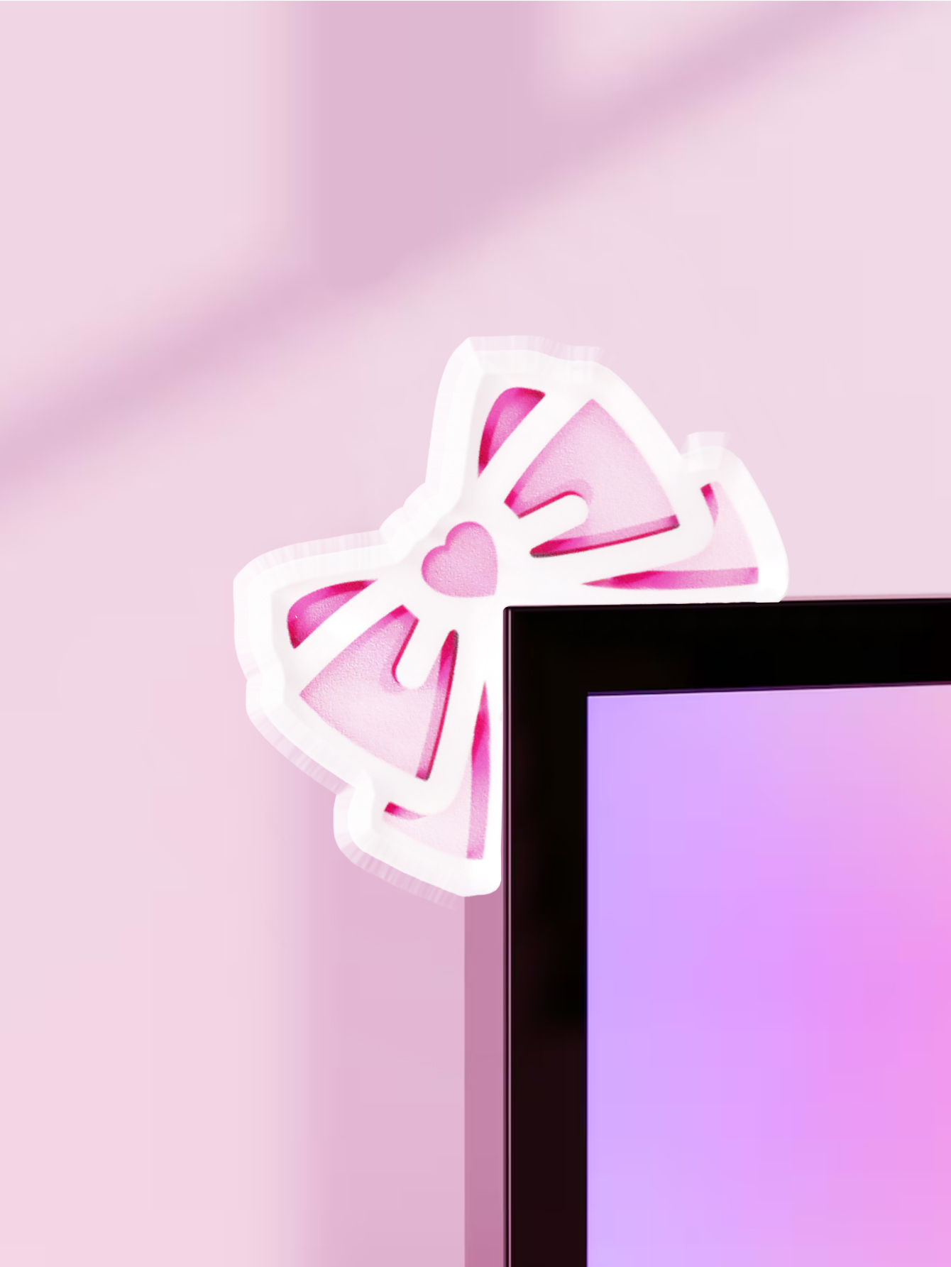 Kawaii Bow Monitor Decor Pink  - Office Desk Tech Accessories recension och pris